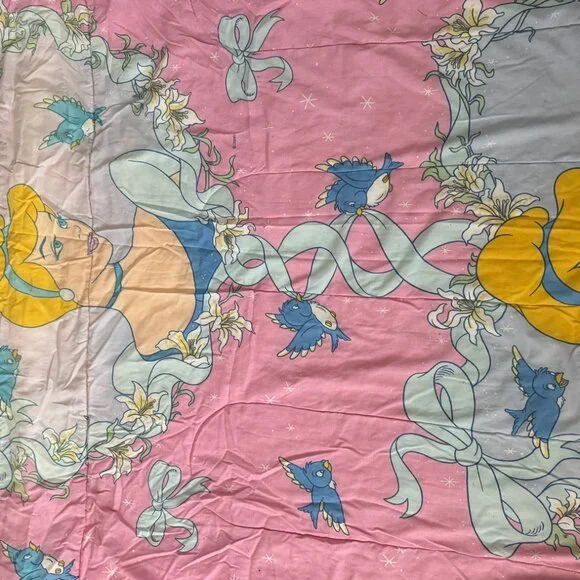 HTF Vintage Disney Pink Cinderella Reversible Twin Comforter - Picture 7 of 9